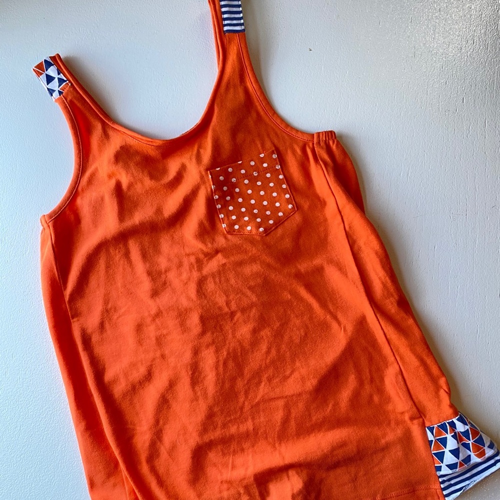 Orange and Blue Detailed Girls Shirt 6x - CRKids